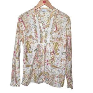 Van Heusen Cottagecore Boho Cotton Buttondown Shirt Women's Size Large